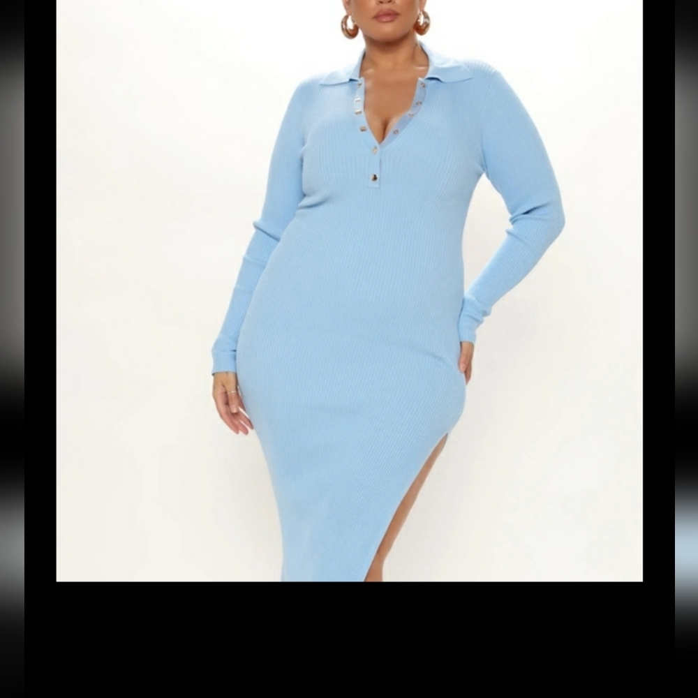 Fashion Nova powder blue Dress never worn